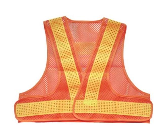 TRUSCO Сетчатый защитный жилет, короткий, длина 420 мм, длина, оранжево-желтый,