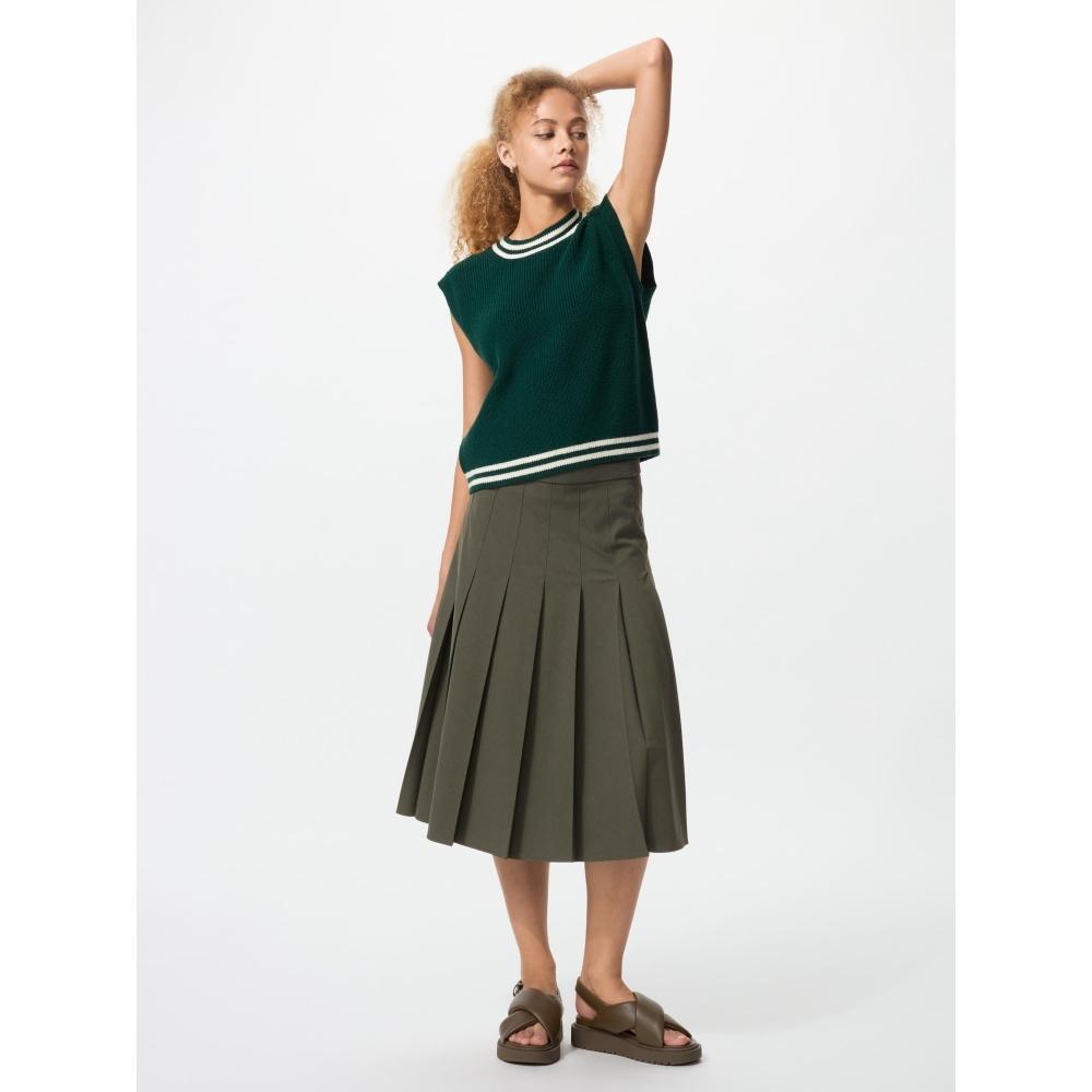 Uniqlo Широкая плиссированная юбка миди Длина юбки 67 71см Короткая длина